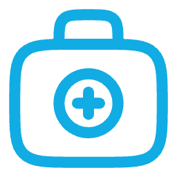 Medical kit icon representing healthcare and emergency medical services