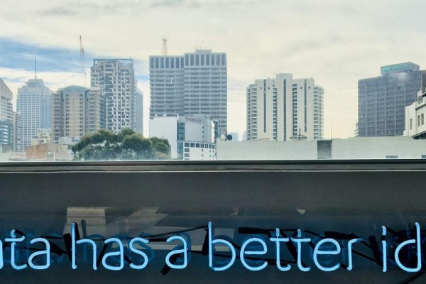 Image of a building that says data has a better idea.