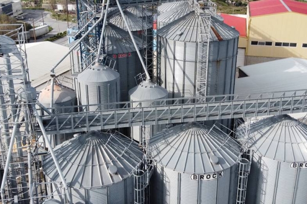 Aerial view of boilers within a food processing plant.